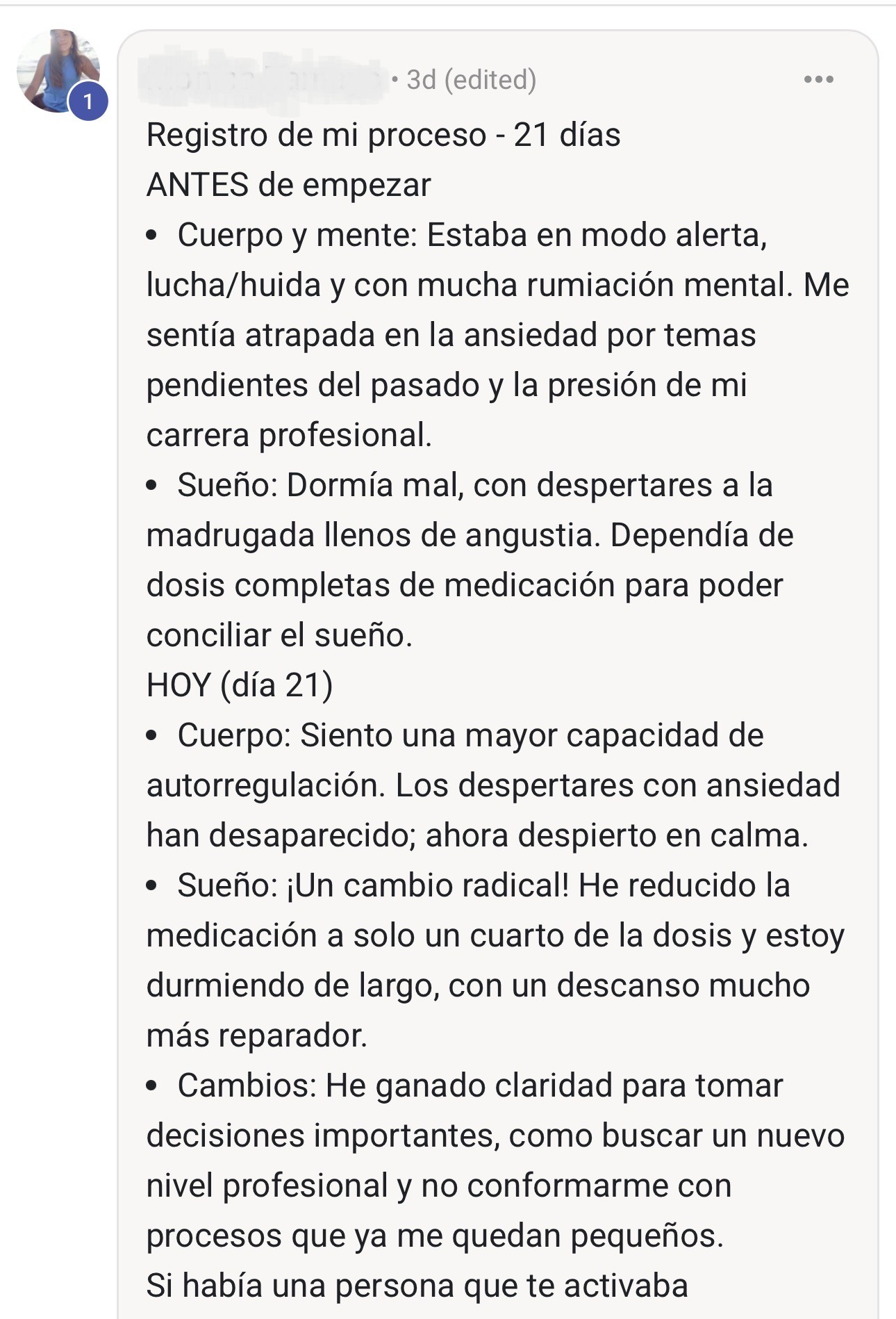 Testimonio de una participante de NeuroReset 21®